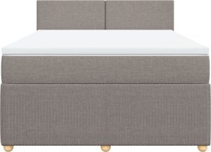 vidaXL vidaXL Łóżko kontynentalne z materacem, taupe, tkanina, 140x200 cm 6