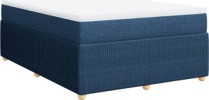 vidaXL Łóżko kontynentalne z materacem, niebieskie, tkanina 140x200 cm 2