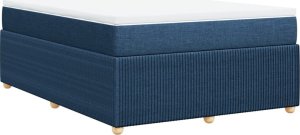 vidaXL Łóżko kontynentalne z materacem, niebieskie, tkanina 140x200 cm 6