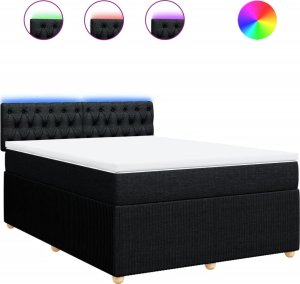 vidaXL vidaXL Łóżko kontynentalne z materacem, czarne, tkanina, 140x190 cm 2