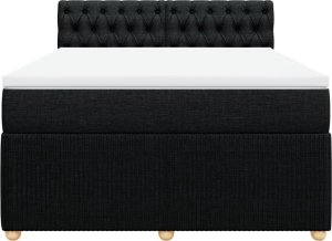 vidaXL vidaXL Łóżko kontynentalne z materacem, czarne, tkanina, 140x190 cm 6
