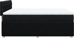 vidaXL vidaXL Łóżko kontynentalne z materacem, czarne, tkanina 140x200 cm 7