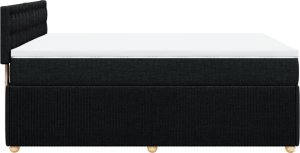 vidaXL vidaXL Łóżko kontynentalne z materacem, czarne, tkanina 140x200 cm 7