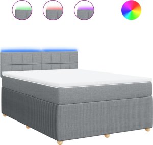 vidaXL vidaXL Łóżko kontynentalne z materacem, jasnoszare, tkanina 160x200 cm 2