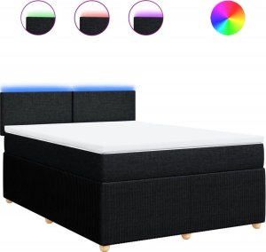 vidaXL vidaXL Łóżko kontynentalne z materacem, czarne, tkanina 140x200 cm 2