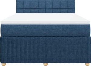 vidaXL vidaXL Łóżko kontynentalne z materacem, niebieskie, tkanina, 160x200cm 5