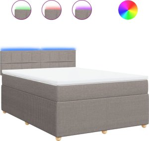 vidaXL vidaXL Łóżko kontynentalne z materacem, taupe, tkanina, 140x200 cm 2