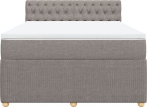 vidaXL vidaXL Łóżko kontynentalne z materacem, taupe, tkanina, 160x200 cm 6