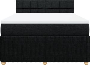 vidaXL vidaXL Łóżko kontynentalne z materacem, czarne, tkanina 140x200 cm 6