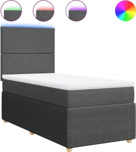 vidaXL vidaXL Łóżko kontynentalne z materacem, ciemnoszara tkanina 100x200 cm 2