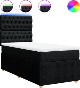 vidaXL vidaXL Łóżko kontynentalne z materacem, czarne, tkanina, 80x200 cm 2