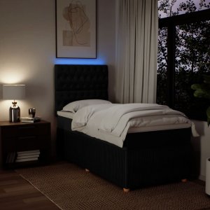 vidaXL vidaXL Łóżko kontynentalne z materacem, czarne, tkanina, 80x200 cm 4