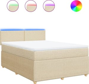 vidaXL vidaXL Łóżko kontynentalne z materacem, kremowe, tkanina, 160x200 cm 2