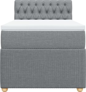 vidaXL vidaXL Łóżko kontynentalne z materacem, jasnoszare, tkanina, 90x200 cm 6