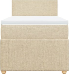 vidaXL Łóżko kontynentalne z materacem, kremowe, tkanina, 100x200 cm 4