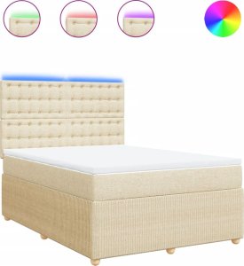 vidaXL vidaXL Łóżko kontynentalne z materacem, kremowe, tkanina, 140x190 cm 2