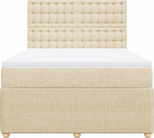 vidaXL vidaXL Łóżko kontynentalne z materacem, kremowe, tkanina, 140x190 cm 6
