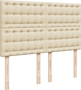 vidaXL vidaXL Łóżko kontynentalne z materacem, kremowe, tkanina, 140x190 cm 9