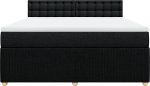 vidaXL vidaXL Łóżko kontynentalne z materacem, czarne, tkanina 180x200 cm 6