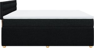 vidaXL vidaXL Łóżko kontynentalne z materacem, czarne, tkanina 180x200 cm 7