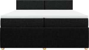 vidaXL vidaXL Łóżko kontynentalne z materacem, czarne, tkanina, 200x200 cm 6