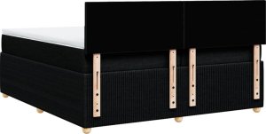 vidaXL vidaXL Łóżko kontynentalne z materacem, czarne, tkanina, 200x200 cm 8