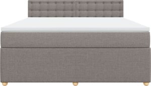 vidaXL vidaXL Łóżko kontynentalne z materacem, taupe, tkanina, 180x200 cm 6