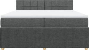 vidaXL vidaXL Łóżko kontynentalne z materacem, ciemnoszara tkanina 200x200 cm 6