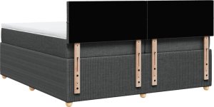 vidaXL vidaXL Łóżko kontynentalne z materacem, ciemnoszara tkanina 200x200 cm 8