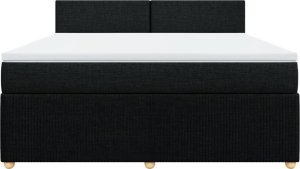 vidaXL vidaXL Łóżko kontynentalne z materacem, czarne, tkanina 180x200 cm 6