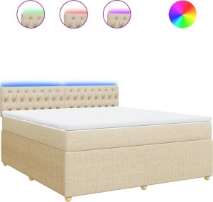 vidaXL vidaXL Łóżko kontynentalne z materacem, kremowe, tkanina, 180x200 cm 2