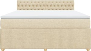 vidaXL vidaXL Łóżko kontynentalne z materacem, kremowe, tkanina, 180x200 cm 6