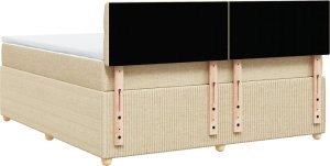 vidaXL vidaXL Łóżko kontynentalne z materacem, kremowe, tkanina, 180x200 cm 8