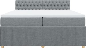 vidaXL vidaXL Łóżko kontynentalne z materacem, jasnoszare, tkanina 200x200 cm 6