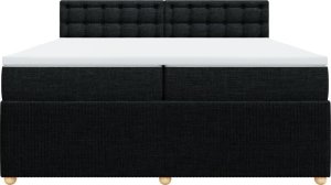 vidaXL vidaXL Łóżko kontynentalne z materacem, czarne, tkanina, 200x200 cm 6