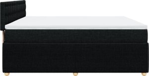 vidaXL vidaXL Łóżko kontynentalne z materacem, czarne, tkanina, 200x200 cm 7