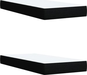 vidaXL vidaXL Łóżko kontynentalne z materacem, czarne, tkanina, 200x200 cm 10