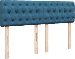 vidaXL Łóżko kontynentalne z materacem, niebieskie, 140x190cm, aksamit 5
