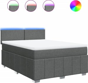 vidaXL vidaXL Łóżko kontynentalne z materacem, ciemnoszara tkanina 160x200 cm 2
