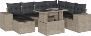 vidaXL 8-cz. zestaw mebli ogrodowych, poduszki, jasnoszary polirattan 2