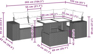 vidaXL 6-cz. zestaw mebli ogrodowych, z poduszkami, jasnoszary 10