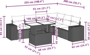vidaXL vidaXL 7-cz. zestaw wypoczynkowy do ogrodu, z poduszkami, jasnoszary 10