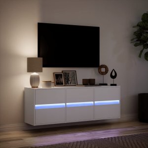 vidaXL vidaXL Ścienna szafka TV z LED, biała, 130x31x45 cm 5