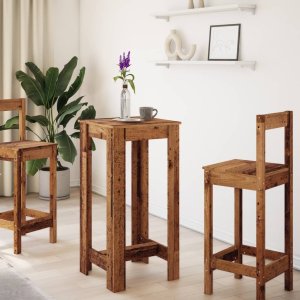 vidaXL Stolik barowy, stare drewno, 51x50x103,5cm 3