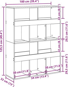 vidaXL vidaXL Regał/przegroda, dąb sonoma, 100x33x125,5 cm 9