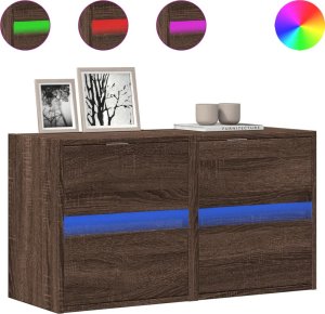 vidaXL vidaXL Ścienne szafki TV z LED, 2 szt., brązowy dąb, 41x31x45 cm 2