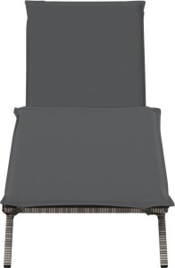 vidaXL vidaXL Leżak z poduszką, szary, polirattan 4