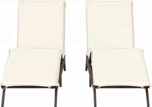 vidaXL vidaXL Leżaki z poduszkami, 2 szt., brązowe, polirattan 5