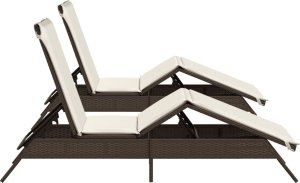 vidaXL vidaXL Leżaki z poduszkami, 2 szt., brązowe, polirattan 6