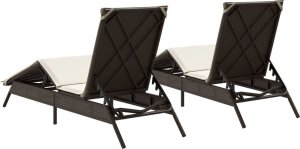 vidaXL vidaXL Leżaki z poduszkami, 2 szt., brązowe, polirattan 7